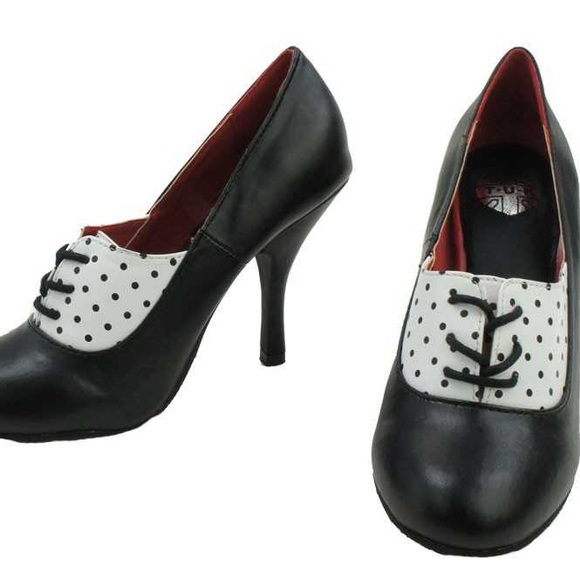 Escarpins T.U.K. Bombshell Wingtip - Taille 36 - Noir & Blanc Antipop - Talon Aiguille - Neuf Avec Emballage
